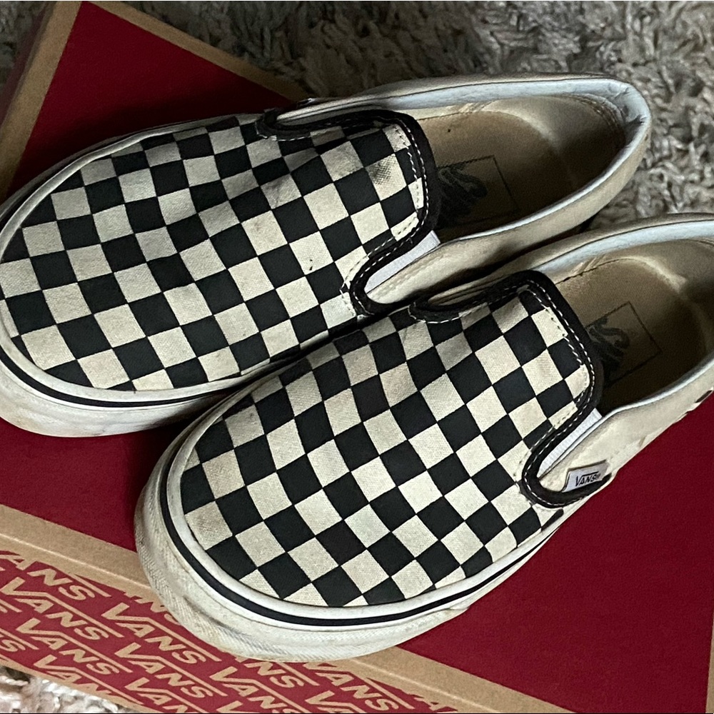 Slip on Checkerboard Vans (size 8)